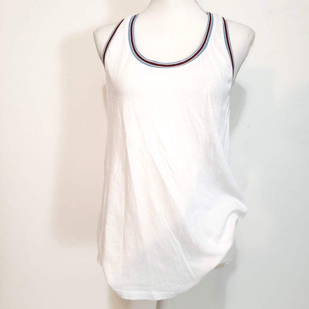 Sundry White Tank Top with Navy & Red Trim